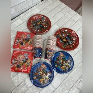 Paw Patrol Red and Blue Party Tableware Set